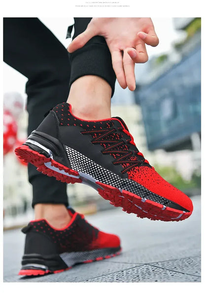 2025 Thick Soled Sports Shoes Youth Mesh Breathable Running Shoes Trend Spring Summer Korean Large Black and White Shoes walk