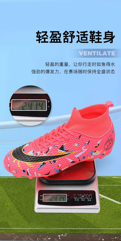 Professional Soccer Shoes Men Outdoor High-Top Sports Football Boots Boots Ag/Fg Long Spikes Artificial Grass Training Match