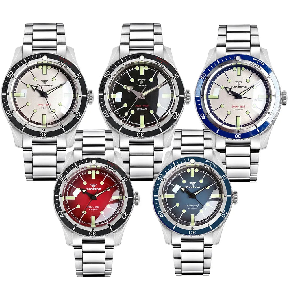 200M Water Resistant Mechanical Wristwatch Miyota 8215 Domed Sapphire Glass 120 clicks Bezel Steel Band Luminous Marks