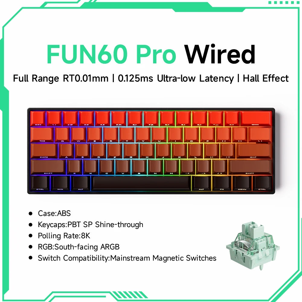 Teclado magnético Akko MonsGeek FUN68 FUN60 PRO&MAX HE 60% 65% para gaming, teclados gaming Rapid Trigger 8K, teclado personalizado para gamer e esports