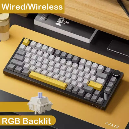 Teclado mecánico gaming AJAZZ AK820 Pro con cable e inalámbrico, switches intercambiables en caliente, retroiluminación RGB trimodo, diseño compacto 70%, PC/Mac