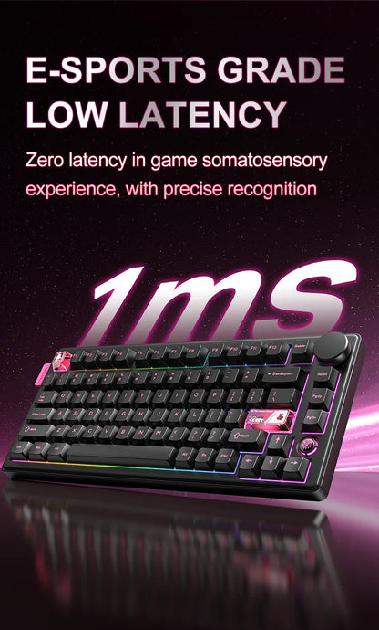 Onikuma 2025 New Mt706 Rgb Gaming Mechanical Keyboard 2.4g/ Wired/Bt, 81-Key Pbt Rgb Gaming Keyboard
