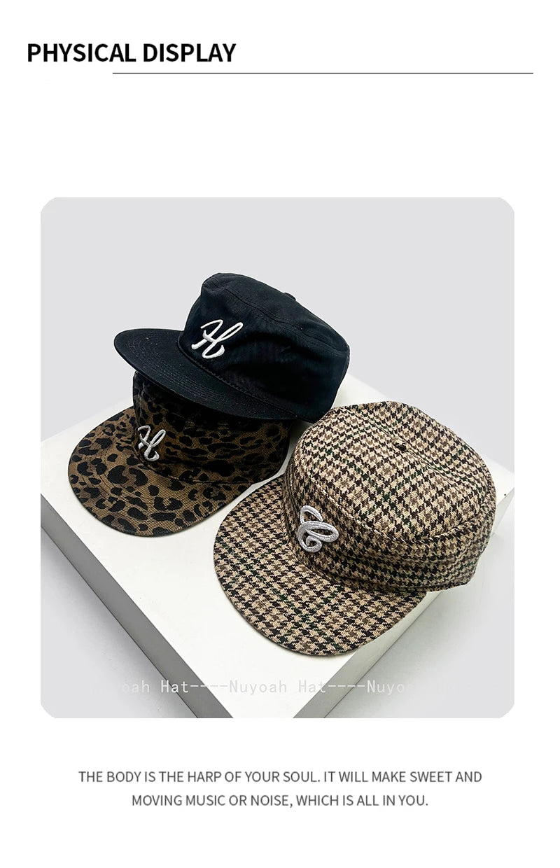 New Men Women Retro Letters Thousand Bird Leopard Print Baseball Hats Sunshade Flat Top Versatile Personal Peaked Caps Fashion