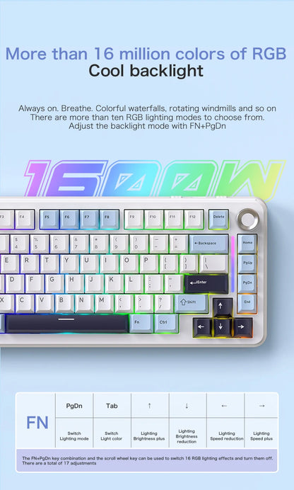 Teclado mecânico F75 FREEWOLF * AULA F75 Bluetooth de três modos, dedicado a gaming e utilização em escritório