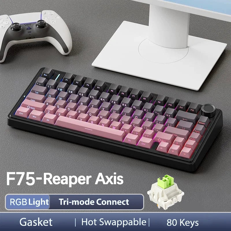 Tastiera meccanica gaming wireless AULA F75 Pro con montaggio gasket, RGB personalizzato, layout 75% e keycap PBT con incisione laterale