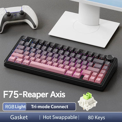 Tastiera meccanica gaming wireless AULA F75 Pro con montaggio gasket, RGB personalizzato, layout 75% e keycap PBT con incisione laterale