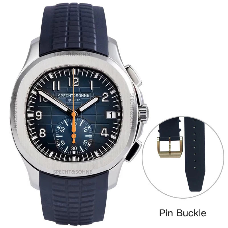 2026 New Specht&Sohne Men's Watches Quartz Watch Top Brand Luxury Chronograph Sport Rubber Luminous 5Bar Waterproof Reloj Hombre