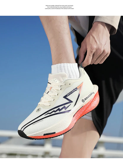 Sapatilhas de corrida com placa de carbono, especialidade maratona, para homem e mulher, desportivas, respiráveis, leves, confortáveis, atléticas e antiderrapantes