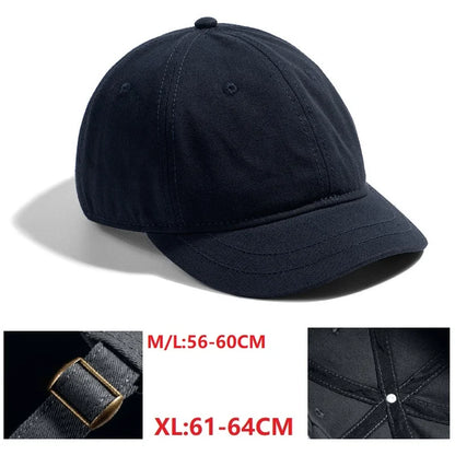 Big Head Hat Back Closed 5cm Short Brim Baseball Cap for Men Mesh Fitted Caps Stretchy Full Closed Caps 56-60cm 61-65cm