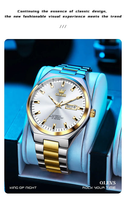 OLEVS Top Brand Luxury Automatic Watches Men Waterproof Watches 316L Steel Business Mechanical Men's Watch relogios masculino