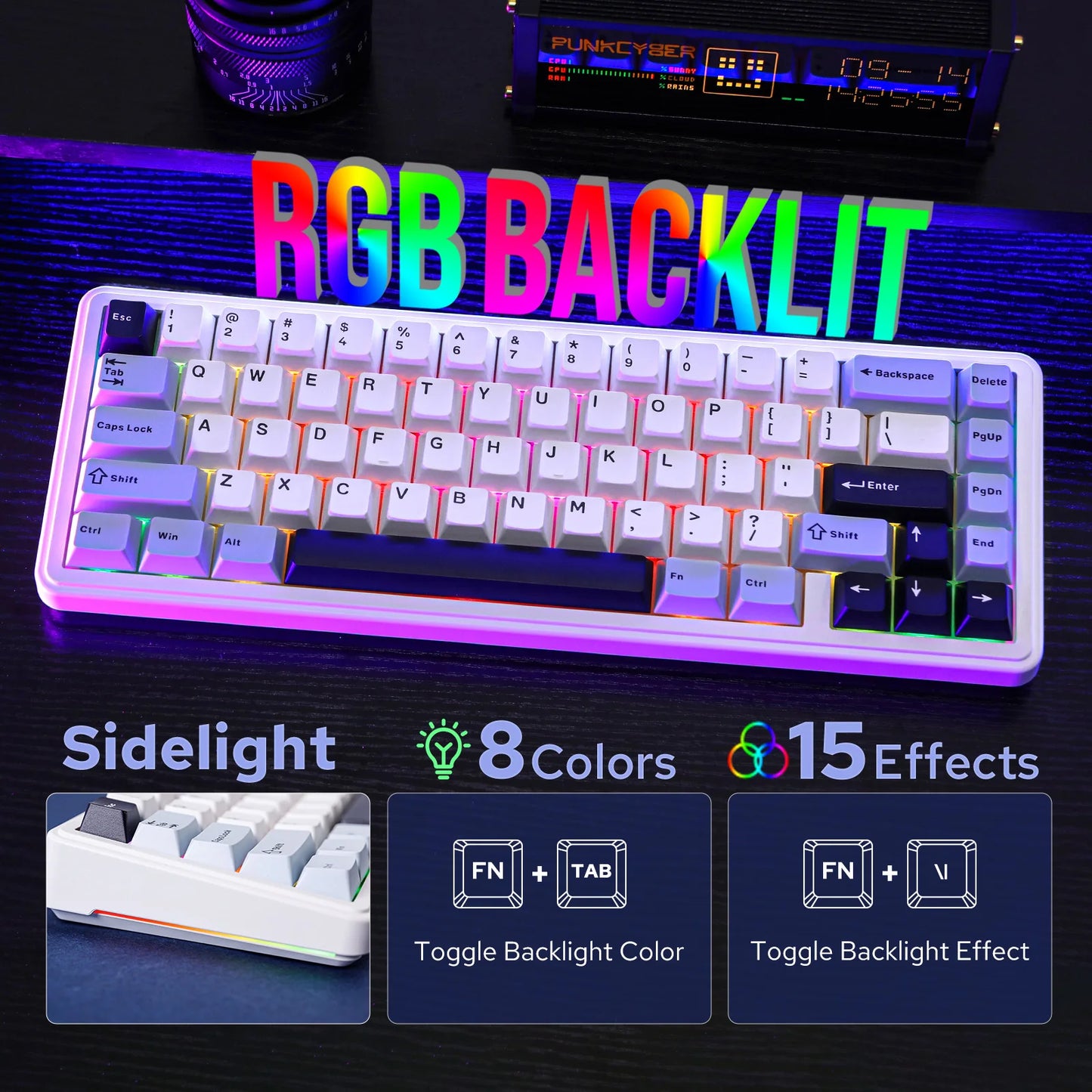 EPOMAKER x AULA F65 65% Layout Wired/Bluetooth 5.0/2.4G Wireless Hot-Swap Gasket-mounted Mechanical Gaming Keyboard for Mac/Win