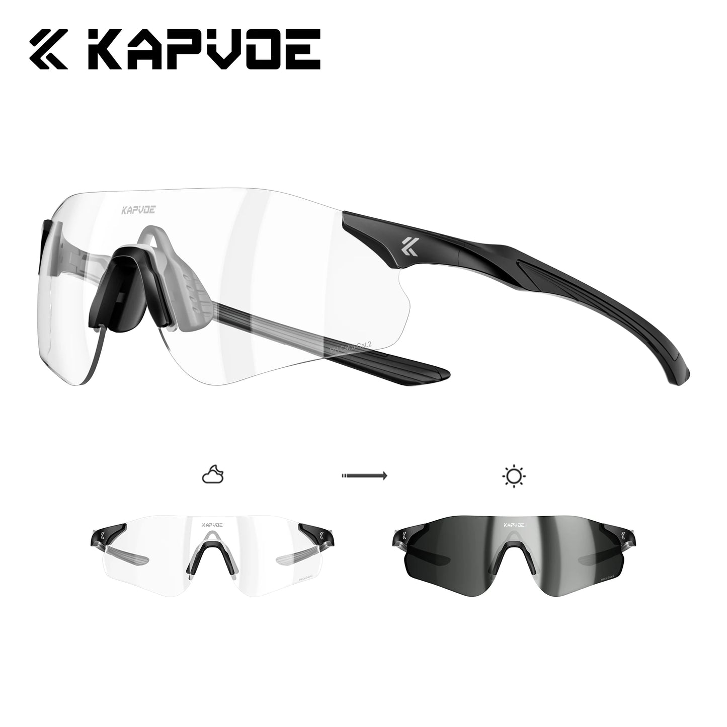 Kapvoe New Outdoor Running Cycling Glasses Bike Photochromic Sunglasses Women Eyewear Men Sports Marathon Bicycle UV400 Goggles