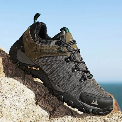 HIKEUP Zapatillas de senderismo para hombre de cuatro estaciones, calzado deportivo de exterior en cuero genuino resistente al desgaste, zapatos de escalada con suela de goma para trekking
