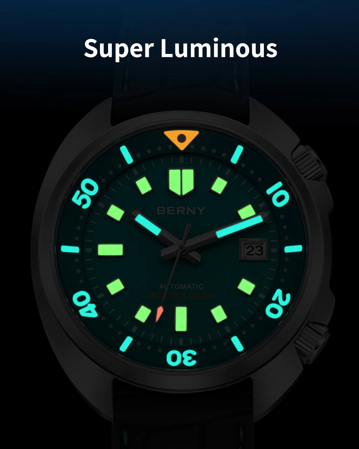 BERNY 20ATM Diver Watch For Men Mechanical Miyota 8215 Sapphire Sports Diving Luminous Anti-collision Crown Dual Crown Men Watch