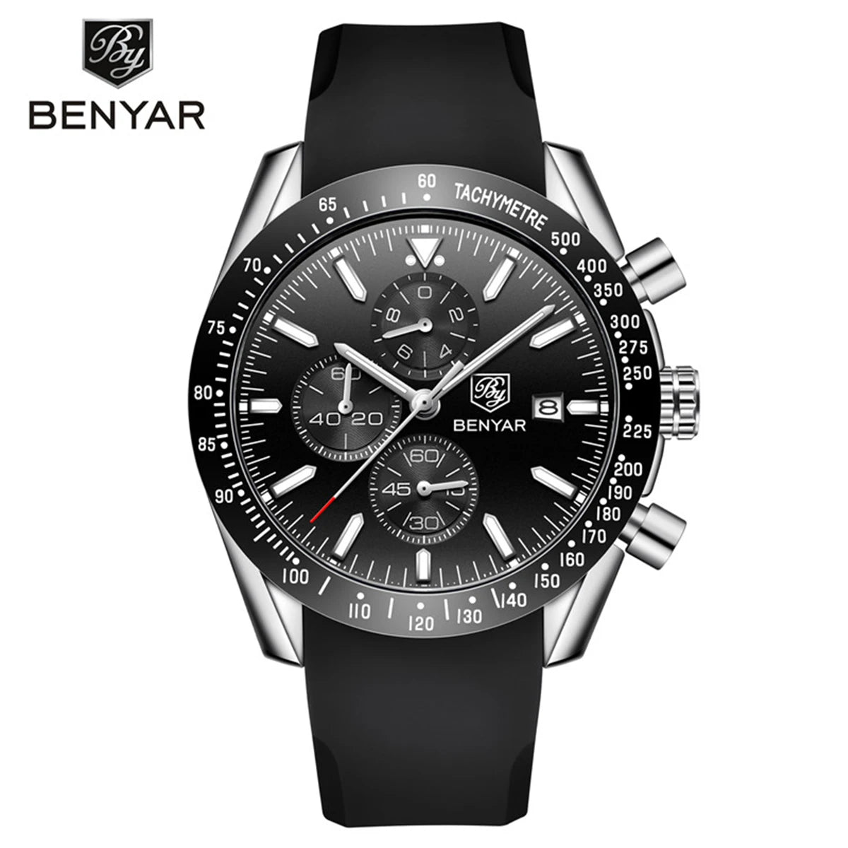 Relógios de luxo para homem BENYAR – Relógios de pulso de quartzo com bracelete em pele, resistentes à água até 30 m, estilo desportivo.