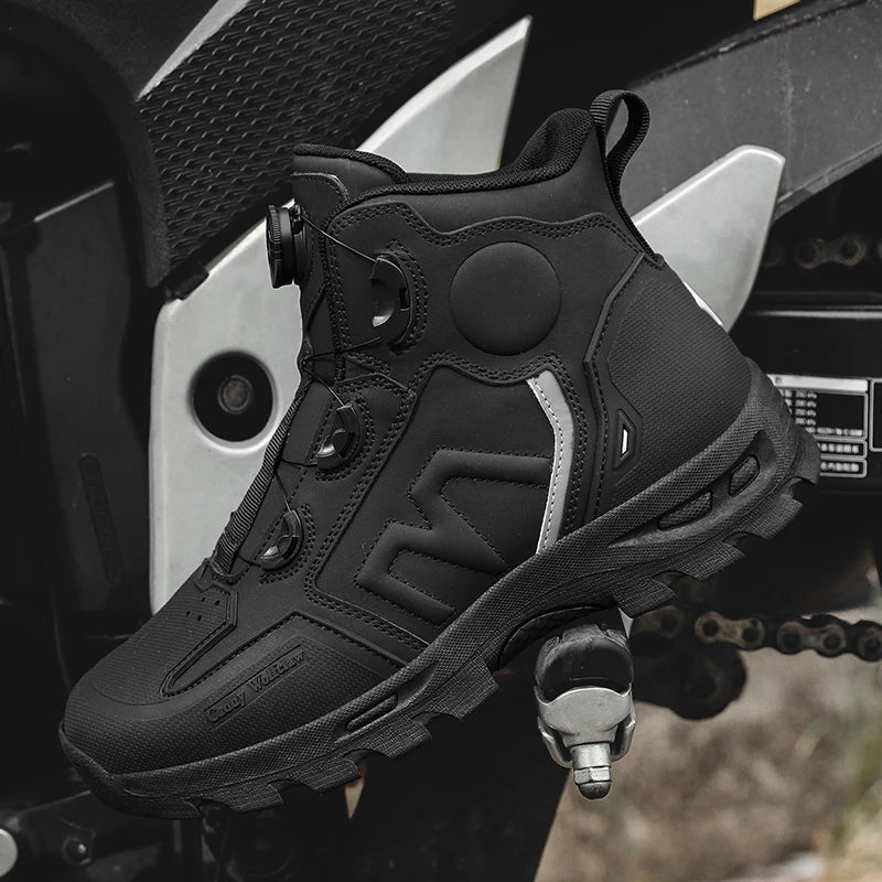 Bottes de moto imperméables pour hommes, chaussures de cyclisme pour Motocross, course de moto tout-terrain, Anti-chute, équipement respirant doux