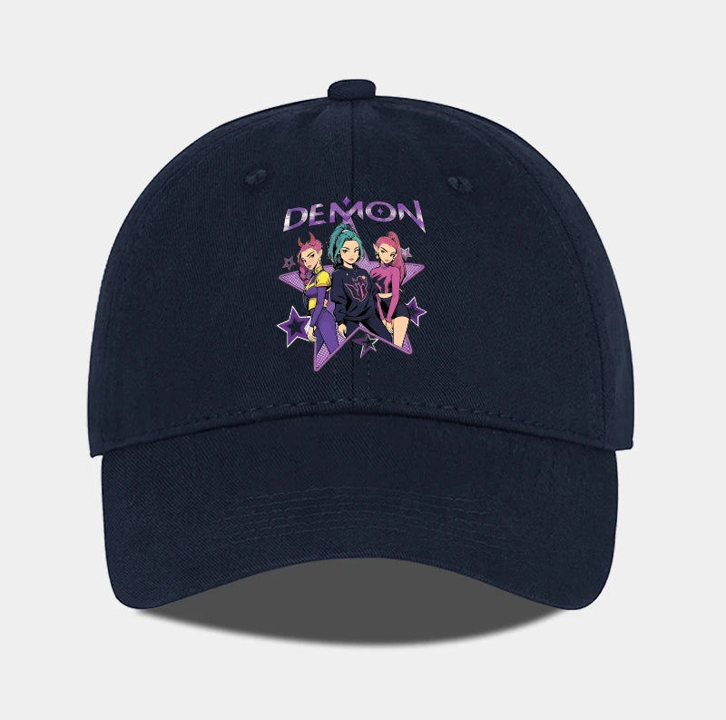 Demon Girl Group Cartoon Print Baseball Cap Men Women Y2K Streetwear  Adjustable Dad Hat Sun Hat