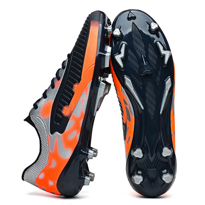 Chaussures de football pour adultes AG FG pour terrain ferme, crampons flexibles en PU à haute traction pour hommes, pour les matchs de football en extérieur et l'entraînement.