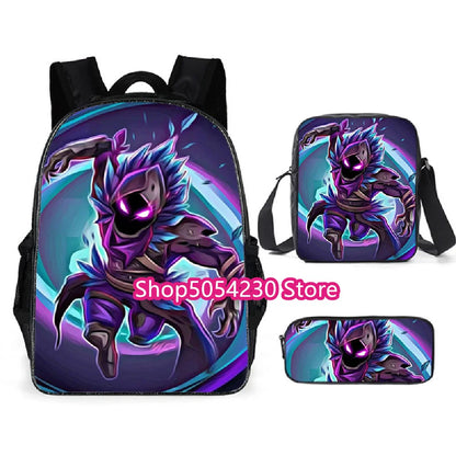 Hot game Fortnited 3PCS Backpack Set Teenager Student Travel Bag Fortress Night 3D School Knapsack Popular Games Rucksacks