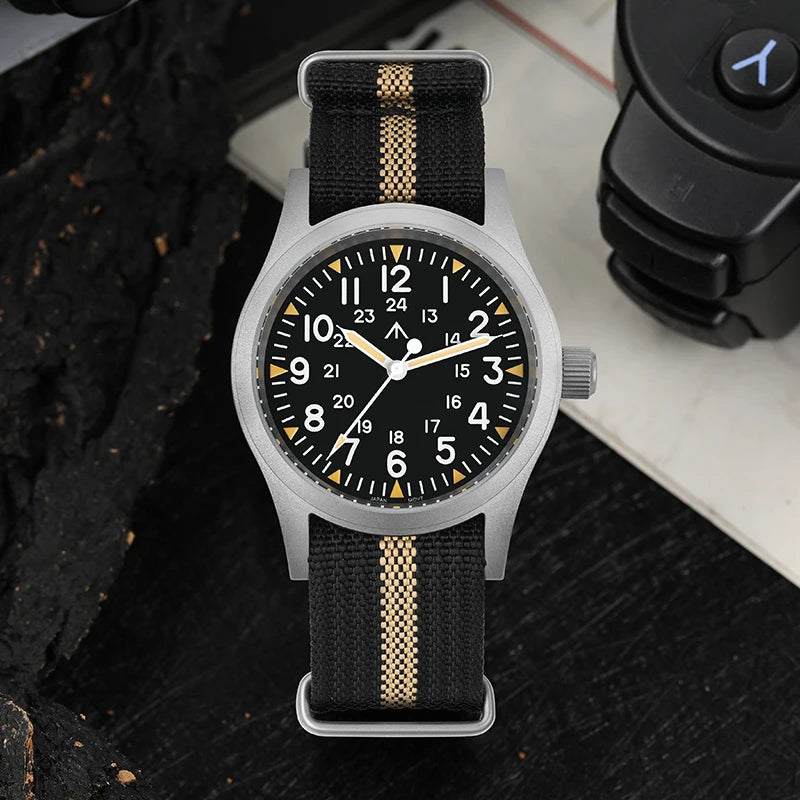 Militado ML05 Vintage Watch VH31 Sweep Second Movement Domed Sapphire Crystal With High Clear AR Coating Luminous 38mm Watches