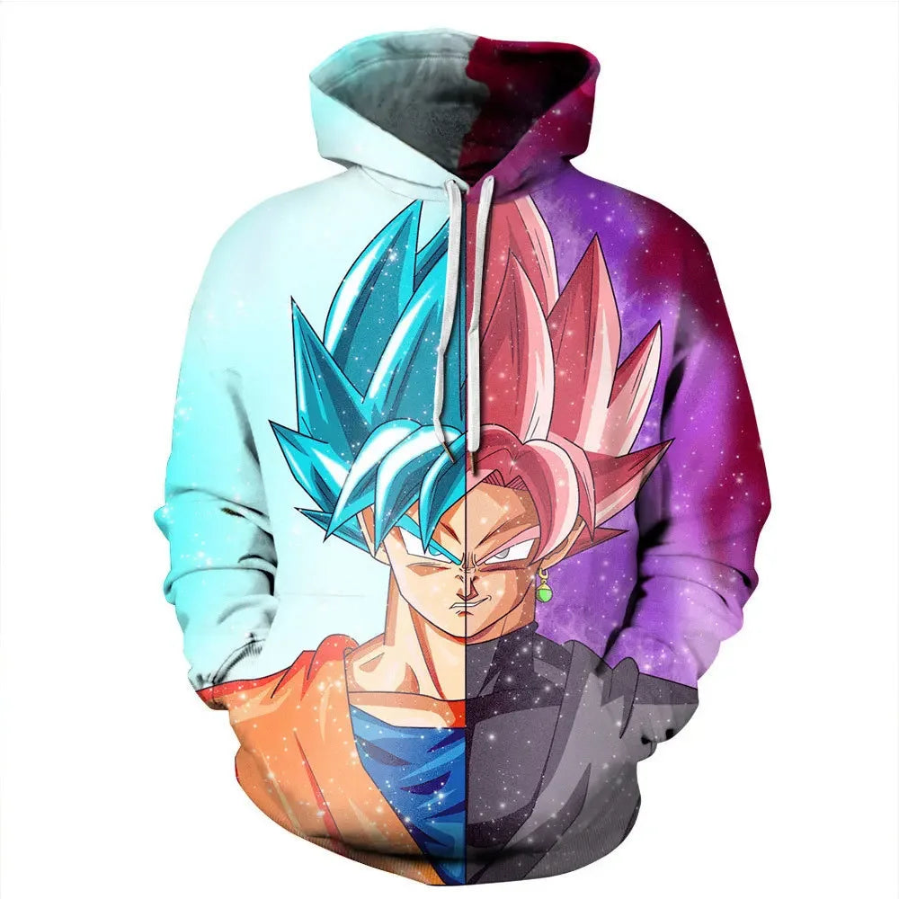 Sweatshirt com capuz Dragon Ball para rapazes e raparigas, novo modelo de outono e inverno, criativo, largo e versátil