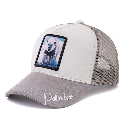 Unisex „Trucker“ kepurė su „Grizzlies“ raštu, su siuvinėtu motyvu, iš zomšos, vasarinė kepurė nuo saulės, vasarinė kepurė su gyvūnų motyvu, beisbolo kepurė vyrams ir moterims