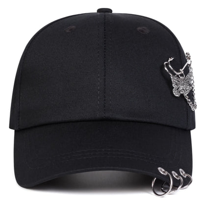 Unisex Butterfly Iron Ring Baseball Caps Spring Autumn Outdoor Adjustable Casual Hats Sunscreen Hat Sports Cap