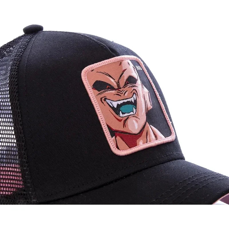 Șapcă Dragon Ball Son Goku de vară pentru călătorii, cu cozoroc, pentru bărbați, brodată, în stil hip-hop, cu vizieră de soare, șapcă de camionagiu ajustabilă din plasă