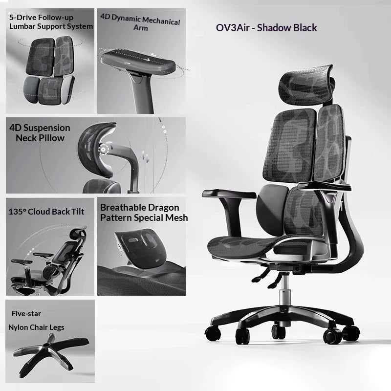 Cadeira de escritório em malha ergonómica, executiva, para computador e gaming, mobiliário moderno, giratória, com rodas e ajustável, Silla Gaming, cadeira ergonómica