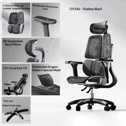 Cadeira de escritório em malha ergonómica, executiva, para computador e gaming, mobiliário moderno, giratória, com rodas e ajustável, Silla Gaming, cadeira ergonómica