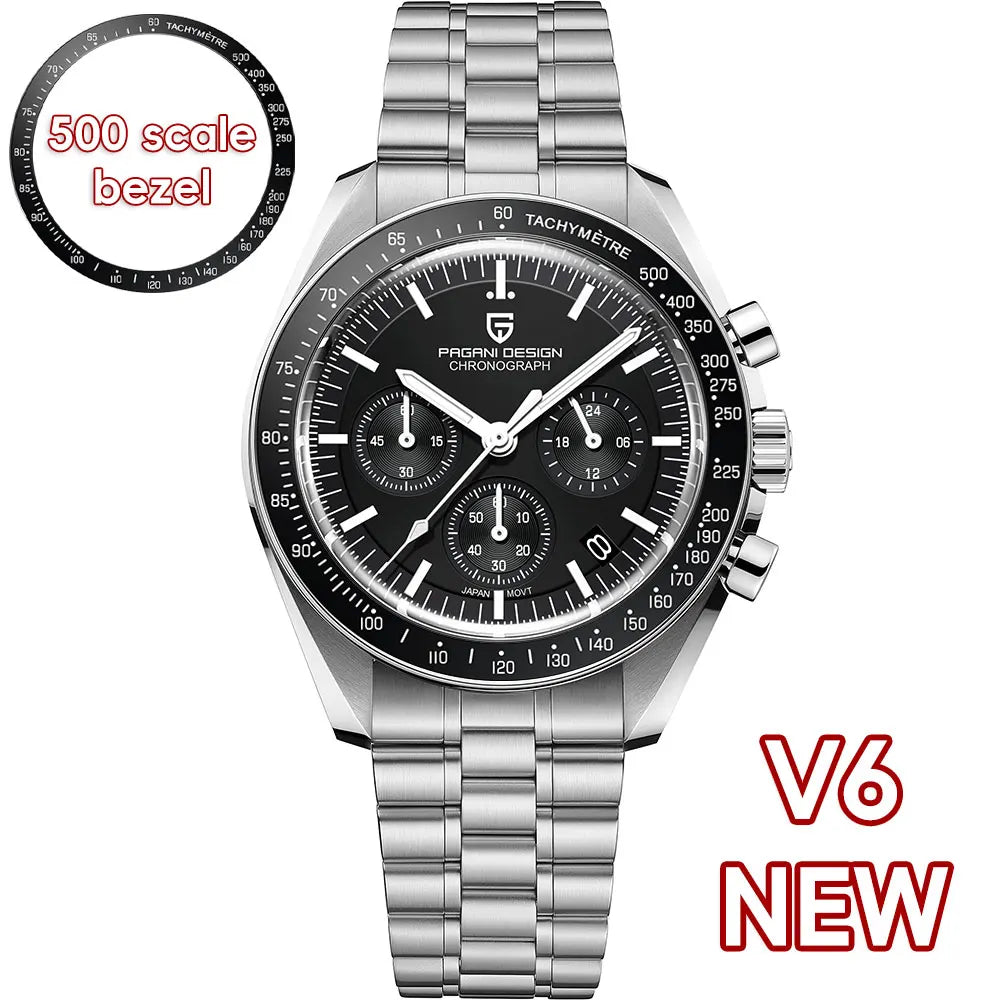 PAGANI DESIGN 2026 New Saturn Men's Watches Quartz Watch For Men Light Tan Sport Chronograph AR Sapphire Crystal Wrist Watch Men