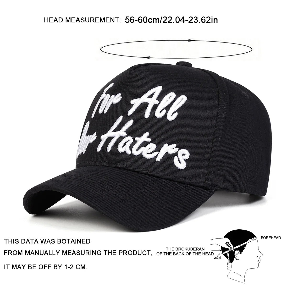 Unisex FOR ALL OUR HATERS Embroidery Baseball Caps Spring Autumn Outdoor Adjustable Casual Hats Sunscreen Hat Sports Cap