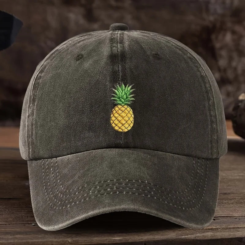 Pineapple printed baseball cap, outdoor casual hat, sports and daily outfit, fashionable headwear, street style