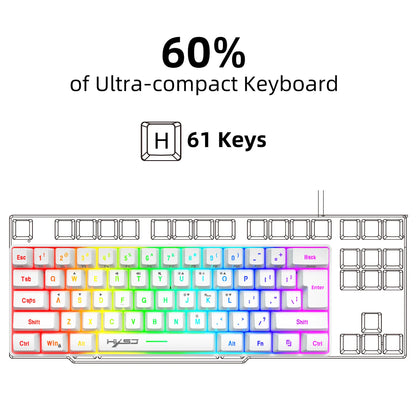 New Mini Gaming keyboard Wired Thin Film Keyboard 61-key Touch RGB Glow Multiple Quick Key Combination Suitable For Gaming Offic