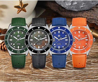 San Martin Official 39mm Guilloche MOP Dial Miyota 90S5 Sport Watch Automatic Mechanical Sapphire Bezel 20 ATM Luminous SN0151