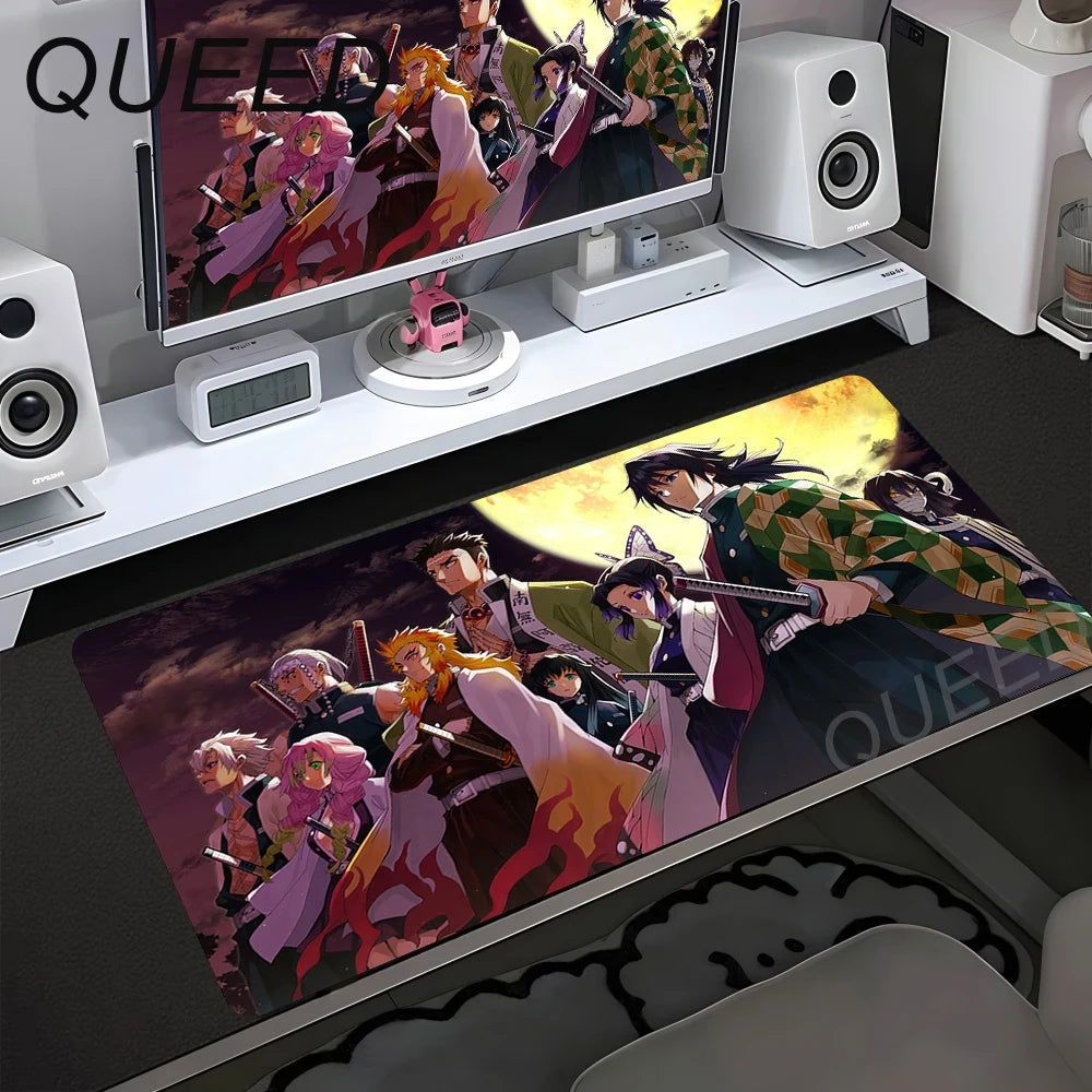 Computer Table Mat Keyboard Desk Pads Anime Mouse Pad Kawaii Girl Mausepad 900x400mm Rubber Non-slip Mouse Mats Demon Slayers XL
