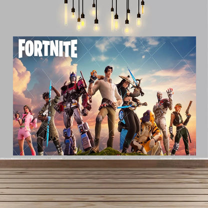 Backdrop F-fortniteds para Festa de Aniversário de Rapaz, Faixa Decorativa Infantil, Decoração de Mesa de Bolo de Aniversário, Acessórios para Festa, Adereços Fotográficos e Presente