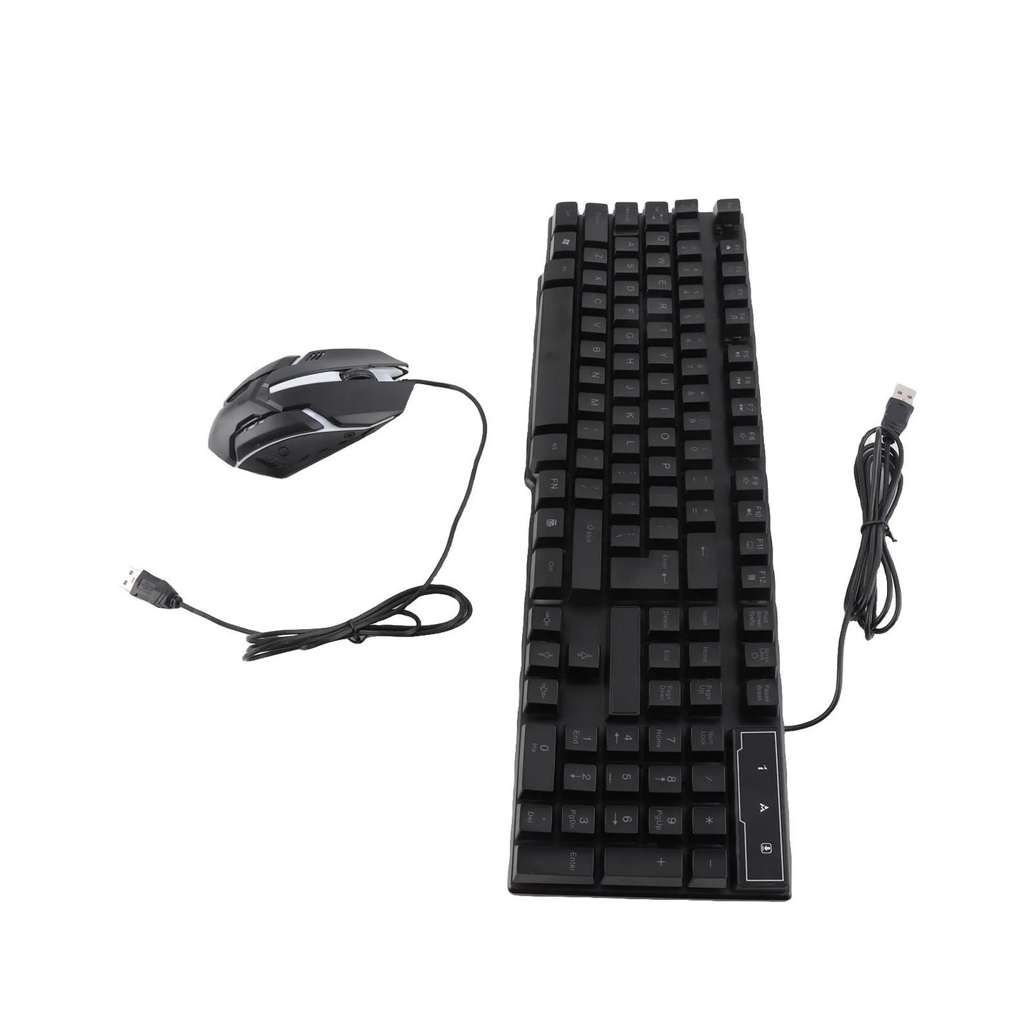 Combo gaming de teclado y ratón de 4 piezas, teclado ergonómico de 104 teclas, ratón con luz de respiración de 4 colores, auriculares y alfombrilla antideslizante para ratón