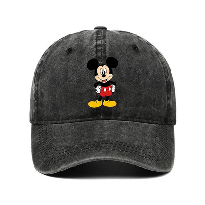 Retro Washed Mickey Mouse Print Baseball Cap Men Women Vintage Kpop Snapback Cap Adjustable Breathable Trucker Hat Sunscreen Hat