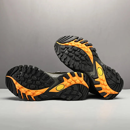 Botas de caminhada de cano alto HIKEUP para homem, calçado de inverno para exterior, com atacadores, antiderrapantes, desportivas casuais para trekking, impermeáveis, em camurça