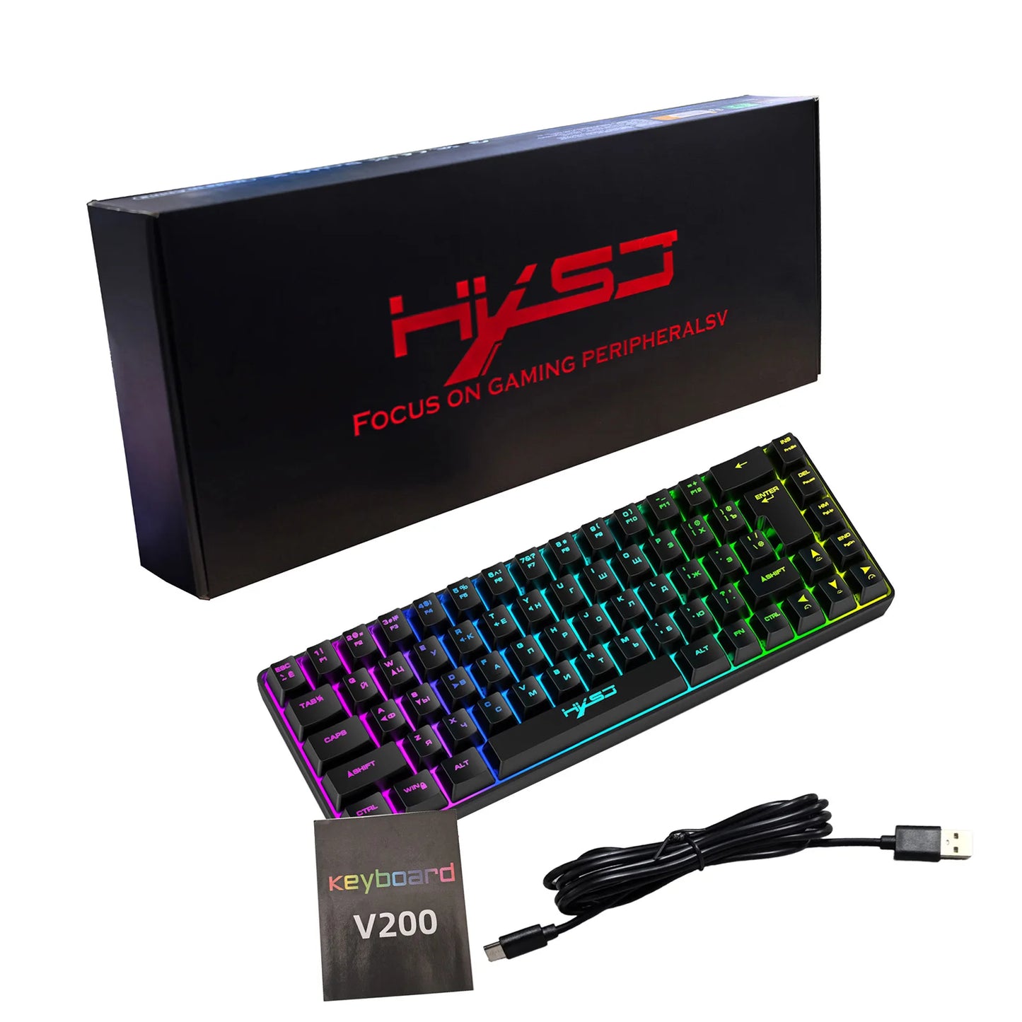 Tastiera meccanica gaming 68 tasti russo-inglese, tastiera bilingue con retroilluminazione RGB per il gaming