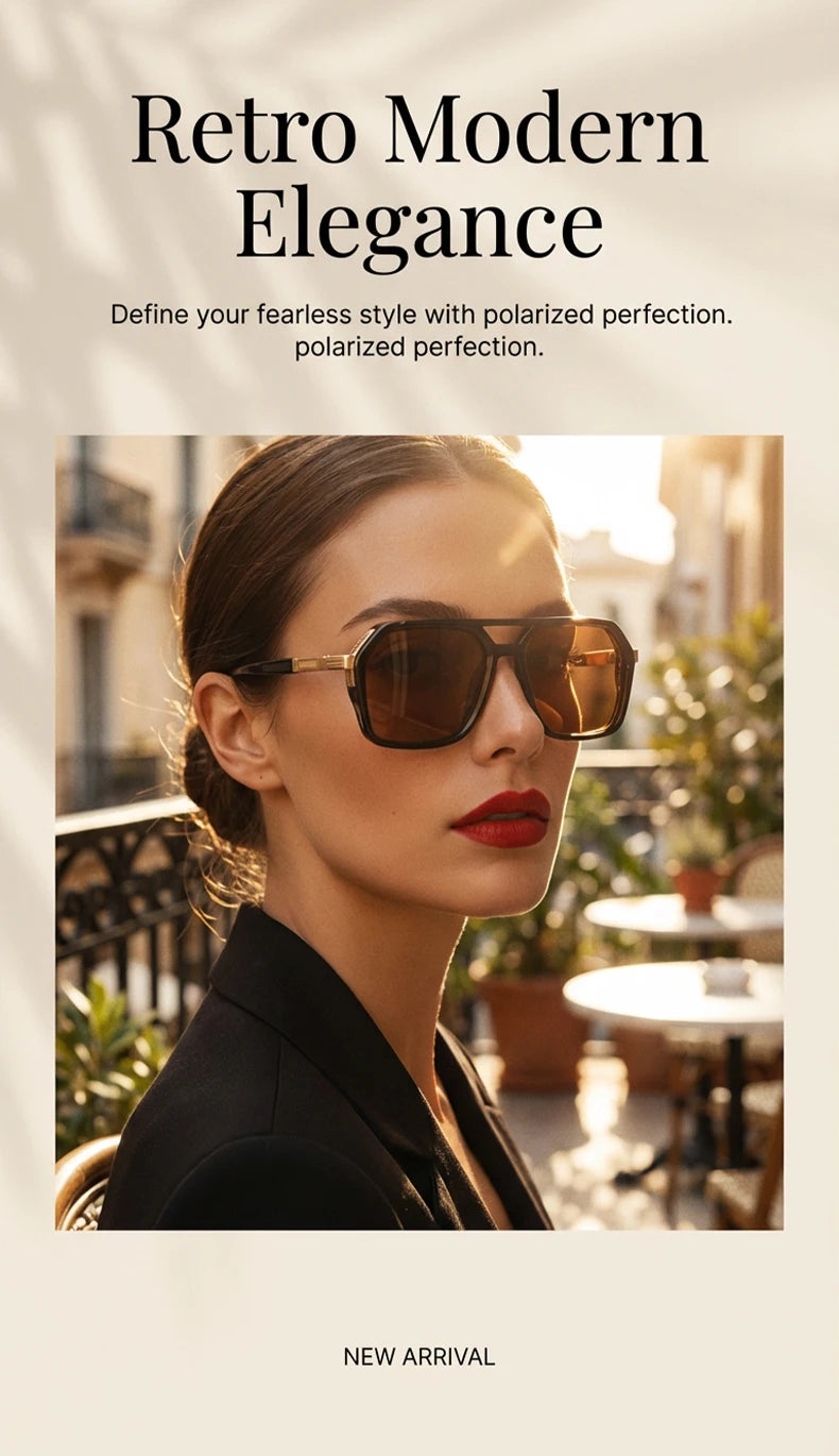 Vintage Steampunk Polarized Sunglasses Women Double Bridge Black 2026 Luxury Designer Driving Shades For Lady Fashion Eyewear