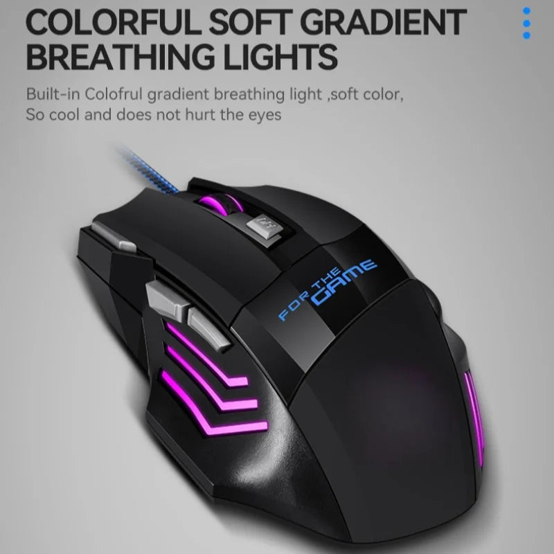 G6 USB -langallinen pelihiiri, 7 painiketta, vieritysrulla, säädettävä 5500DPI optinen ergonominen e-urheiluun tarkoitettu hiiri kannettavalle tietokoneelle, PC:lle ja Xiaomille