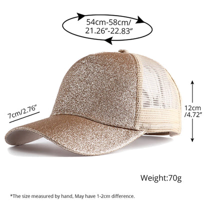 Letnia czapka z daszkiem z brokatem, z wysokim karkiem, damska czapka typu snapback, czapki typu trucker z siateczką w kolorach czarnym, białym i różowym dla kobiet Gorra