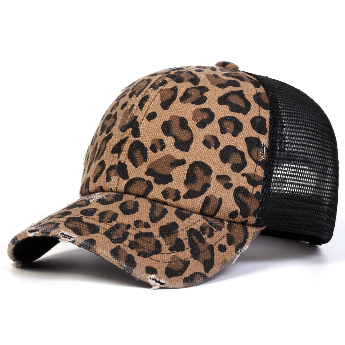 Unisex Leopard Print Hole Embroidery Baseball Net Caps Spring Autumn Outdoor Adjustable Casual Hats Sunscreen Hat Sports Cap