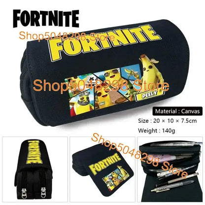 Pencil Case Big Canvas Kawaii Pencil Bags Pen Case for Boys Girls Fortnite Print School Supplies Stationery Teens Birthday Gift