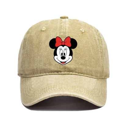 Retro Washed Mickey Mouse Print Baseball Cap Men Women Vintage Kpop Snapback Cap Adjustable Breathable Trucker Hat Sunscreen Hat