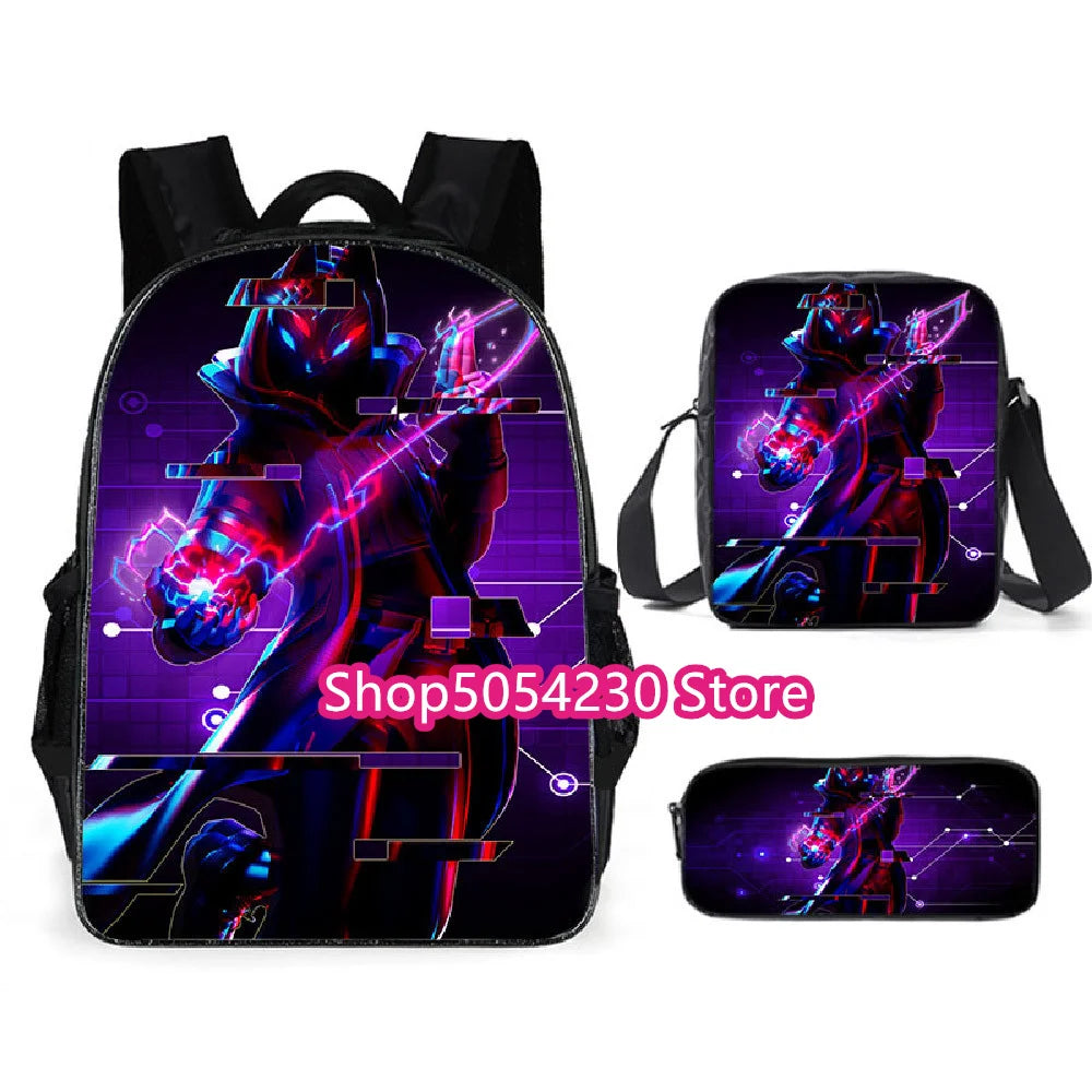 Hot game Fortnited 3PCS Backpack Set Teenager Student Travel Bag Fortress Night 3D School Knapsack Popular Games Rucksacks