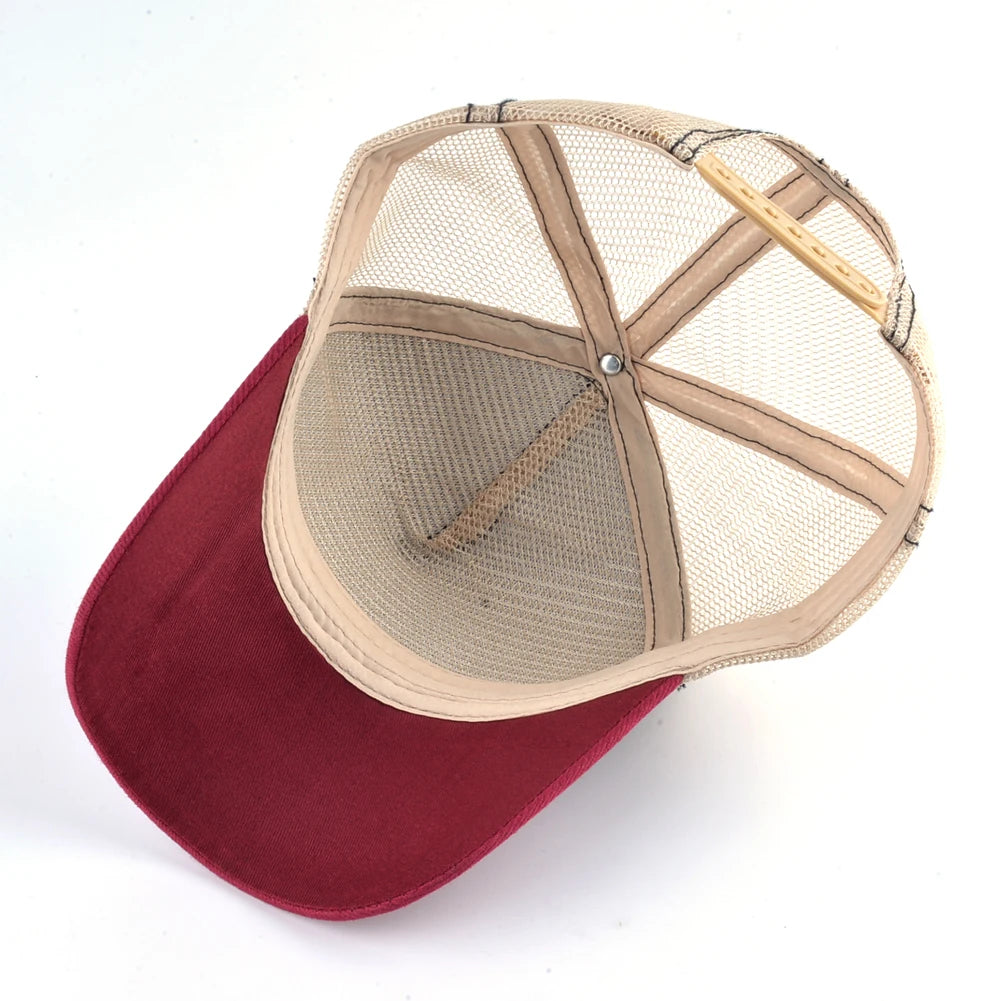 Gorras trucker de moda con parche bordado de cabra, snapback para las cuatro estaciones, gorra de béisbol para hombre y mujer con visera ajustable