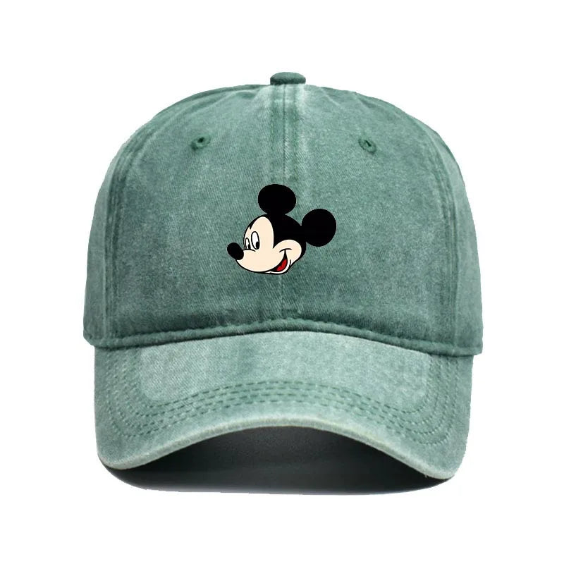 Retro Washed Mickey Mouse Print Baseball Cap Men Women Vintage Kpop Snapback Cap Adjustable Breathable Trucker Hat Sunscreen Hat